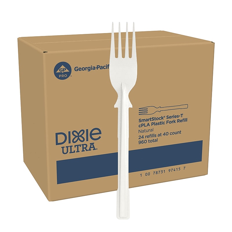 Dixie Ultra SmartStock Series-T Compostable Plastic Fork Refill, Beige, 40/Pack, 24 Packs/Carton (DUSSCF7) image 1