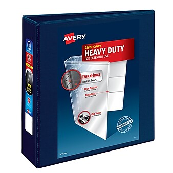 Avery Heavy Duty 3" 3-Ring View Binders, D-Ring, Navy Blue (79803)