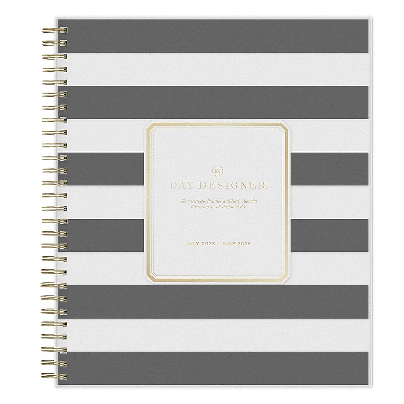 2025-2026 Day Designer for Blue Sky Rugby Stripe 8" x 10" Academic Daily & Monthly Personal Organizer (137885-A26) image 1