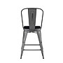 Flash Furniture Lincoln Contemporary Metal Vertical Back Counter Height Stool, Clear Coat/Black (XUDGTP01B24PL1B)~#|#~DC9CF31C-A067-4DFF-ADC7CC41BD423F60_sc7