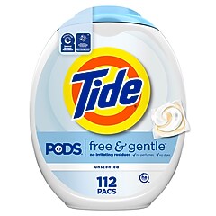 Tide PODS Free & Gentle HE Laundry Detergent Capsules, 83 oz., 112