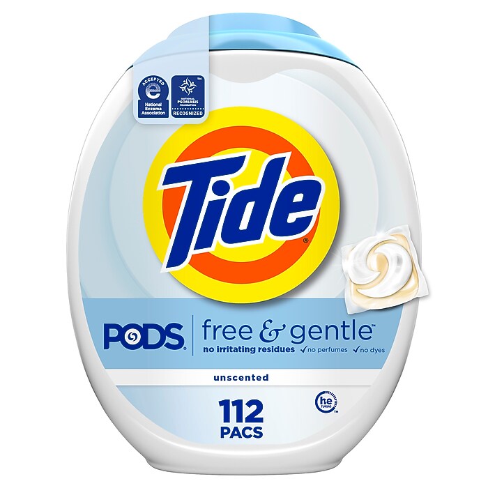Tide PODS Free & Gentle HE Laundry Detergent Capsules, 83 oz., 112