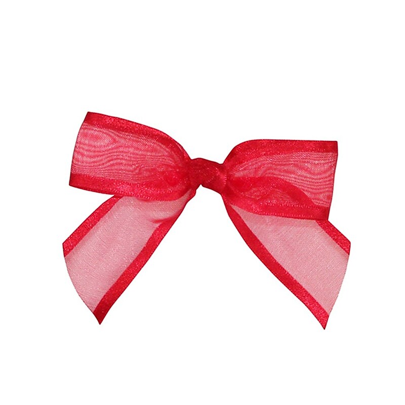 JAM Paper Sheer Satin Bows, Red Sheer, 100/Pack (52640349159) image 1