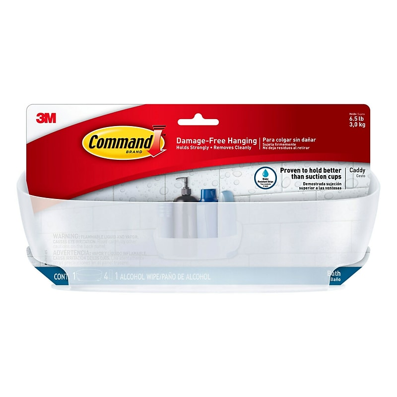 Command Shower Caddy, Clear 1 Caddy, 4 Mounting Bases, 4 Large Strips/Pack (BATH11-ES) image 1