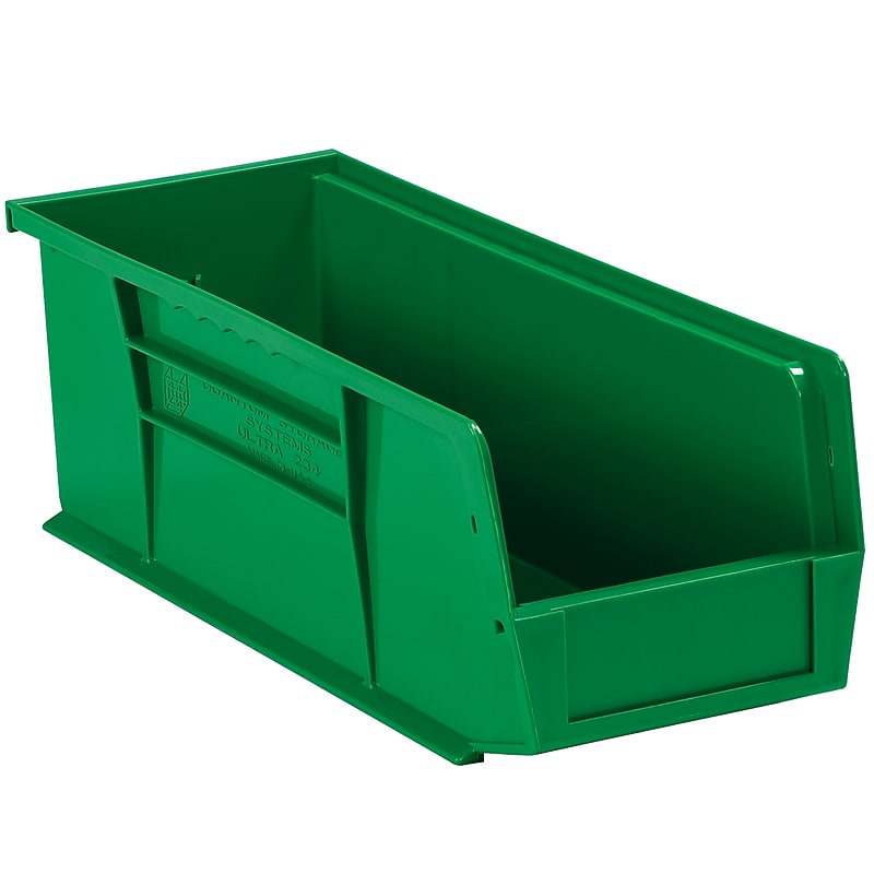 BOX 10 7/8" x 4 1/8" x 4" Plastic Stack and Hang Bin Box, Green image 1