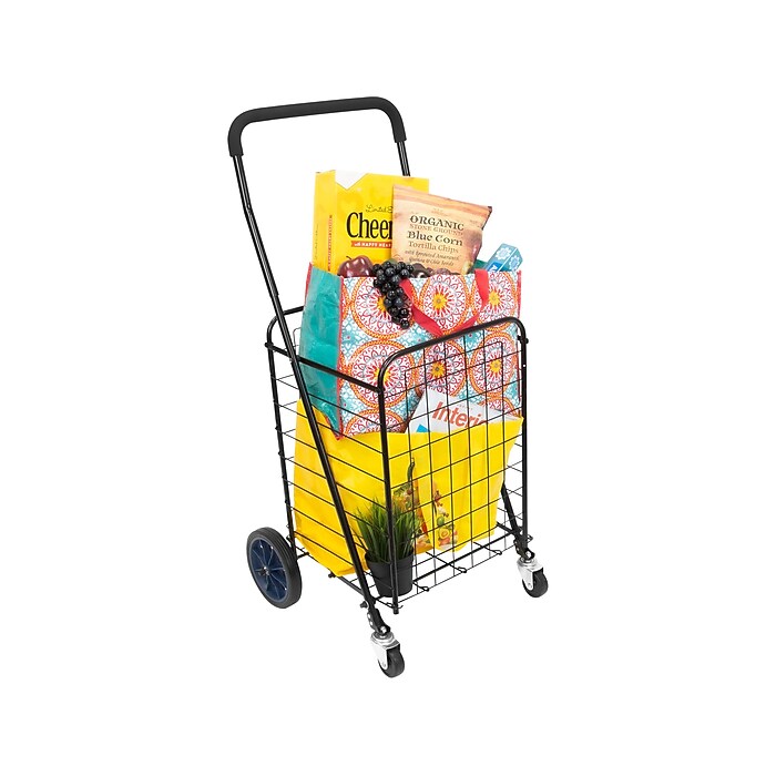 Mount-It! Small Rolling Utility Shopping Cart, 66 Lbs., Black (MI