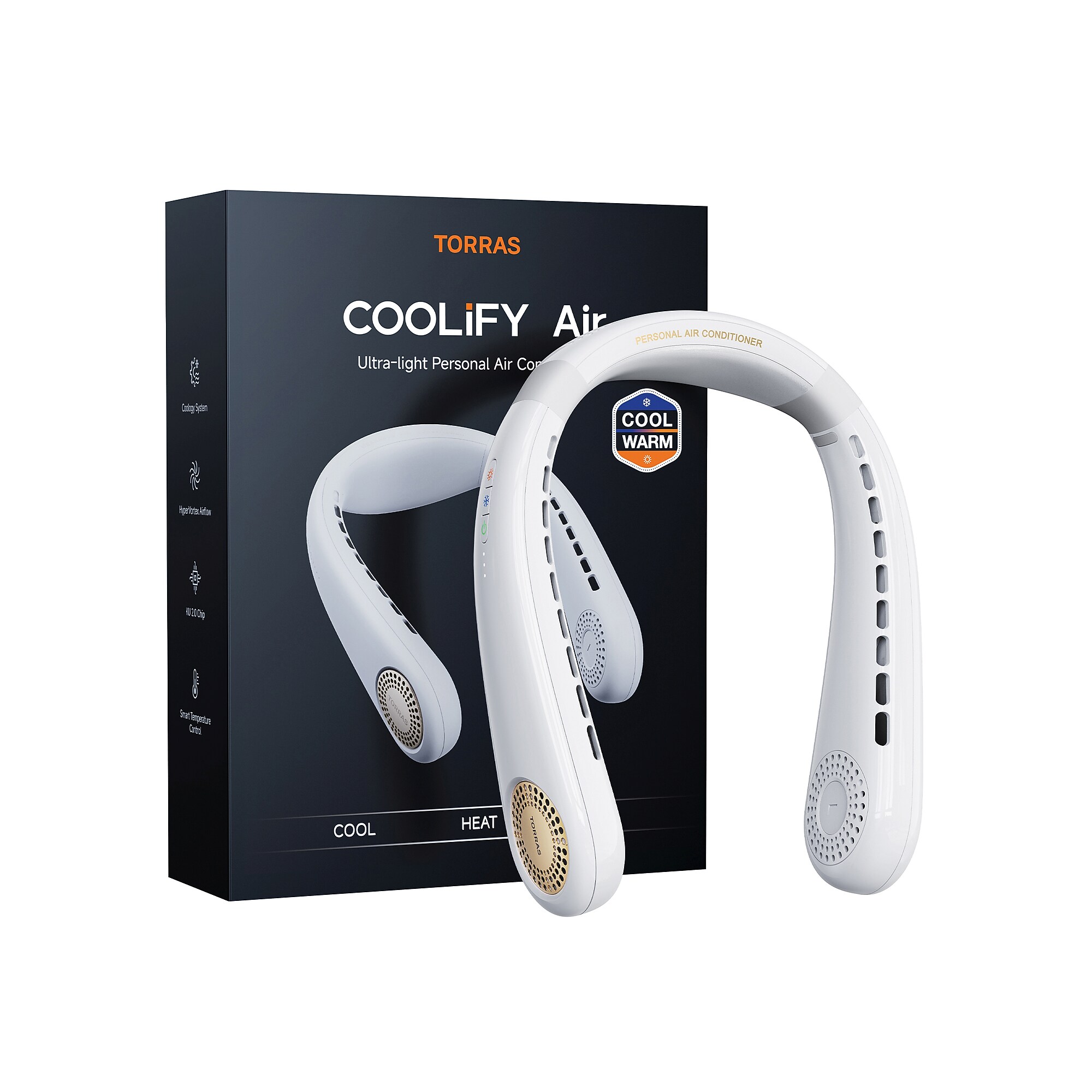 TORRAS COOLiFY Air Portable Bladeless Neck Fan, 3-Speed, Golden White (00FX1293) Sansujyuku sansujyuku.com