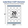Avery Round Laser/Inkjet Round Multipurpose Labels, 1.75" Dia, White, 500 Labels/Pack (94509)~#|#~DCC0F484-0104-41BA-A74CEF96B849FFE3_sc7