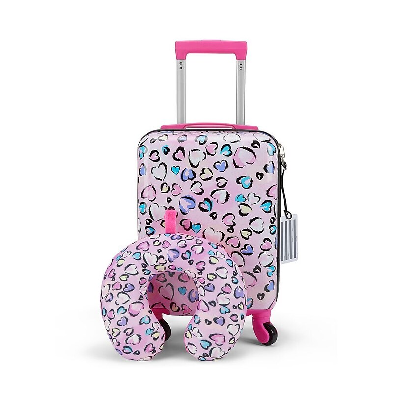 Bioworld Heart 18" Hardside Spinner Carry-On Suitcase, 4-Wheeled Spinner, Pink (LRY5LAXVIGSB00) image 1