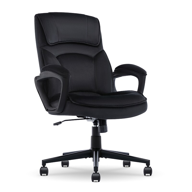 Serta Comfort Classic Ergonomic Velvet Fabric Swivel Executive Chair, Black (CCHR10005D) image 1