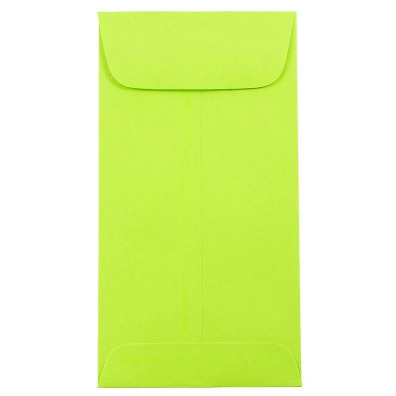 JAM Paper #7 Coin Envelopes, 3 1/2" x 6 1/2", Ultra Lime Green, 100/Pack (1526752d) image 1