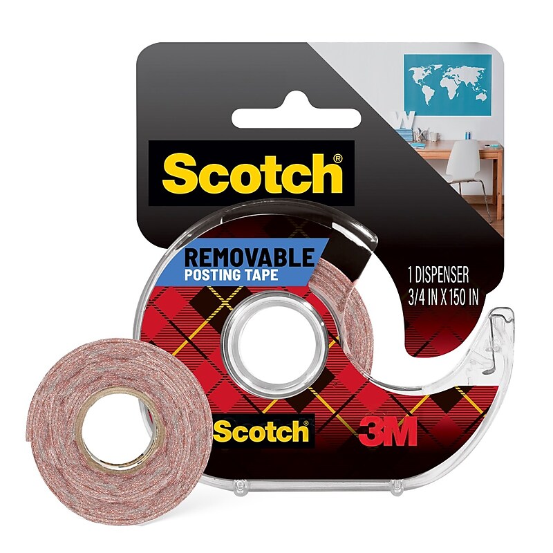 Scotch Poster Indoor Double-Sided Mounting Tape, 0.75" x 4.16 yds., Clear (109) image 1