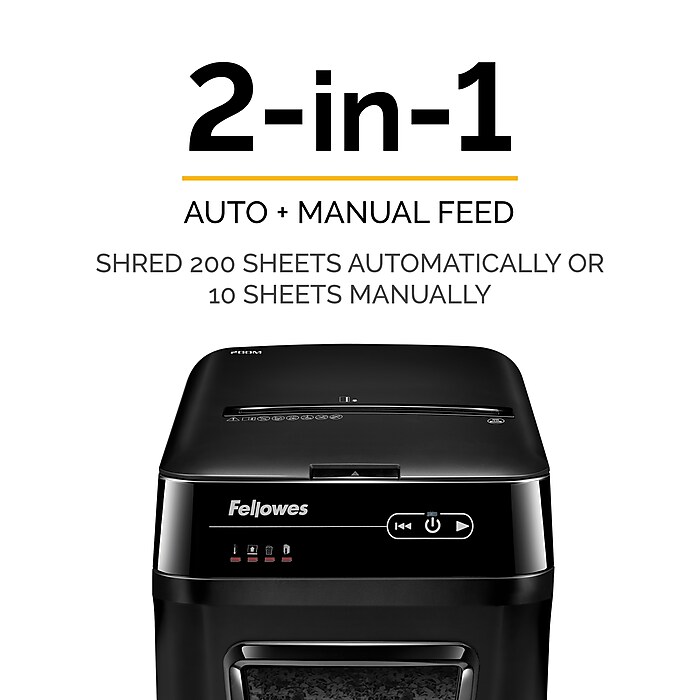 Fellowes AutoMax 200M 200 Sheet Micro-Cut Personal Shredder