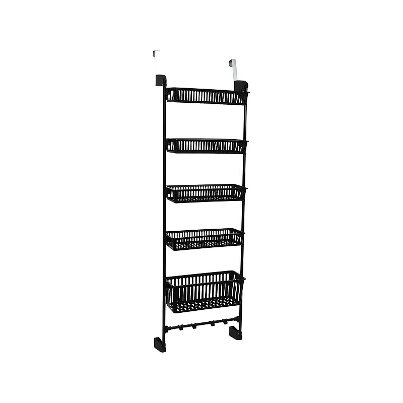 Household Essentials 5-Shelf Plastic Over-the-Door Storage Rack, 20", Black (2196-1) image 1