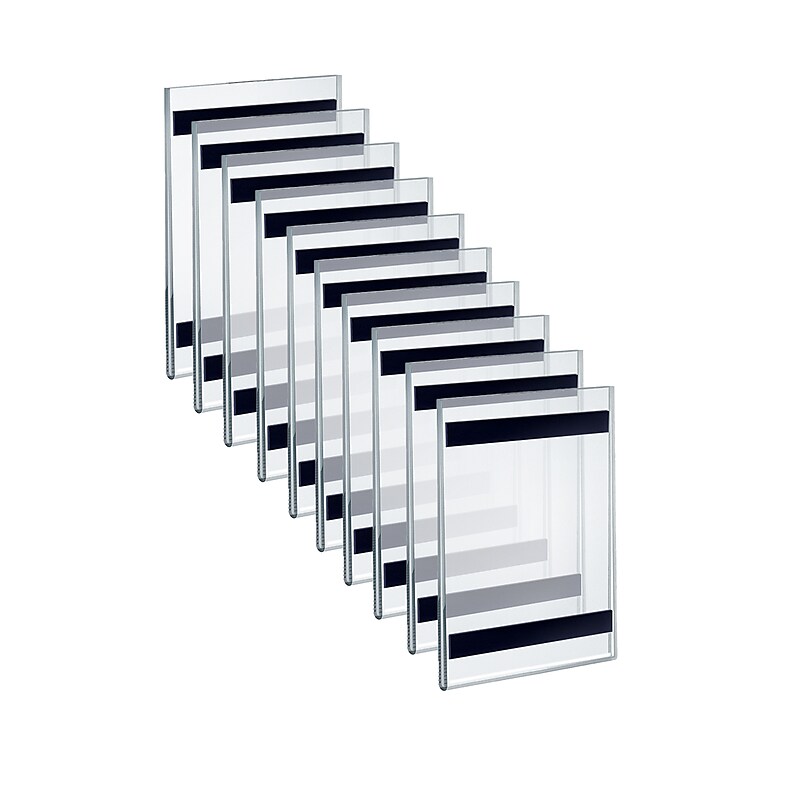 Azar Sign Holder, 4" x 6", Vertical, Wall Mounted, Clear Acrylic, 10/Pack (129910) image 1