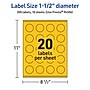 Avery Laser/Inkjet Round Multipurpose Labels, 1.5" Dia., Bright Yellow, 200/Pack (94506)~#|#~DCED07D0-FB6E-4EDF-969EA59AA083CAE4_sc7