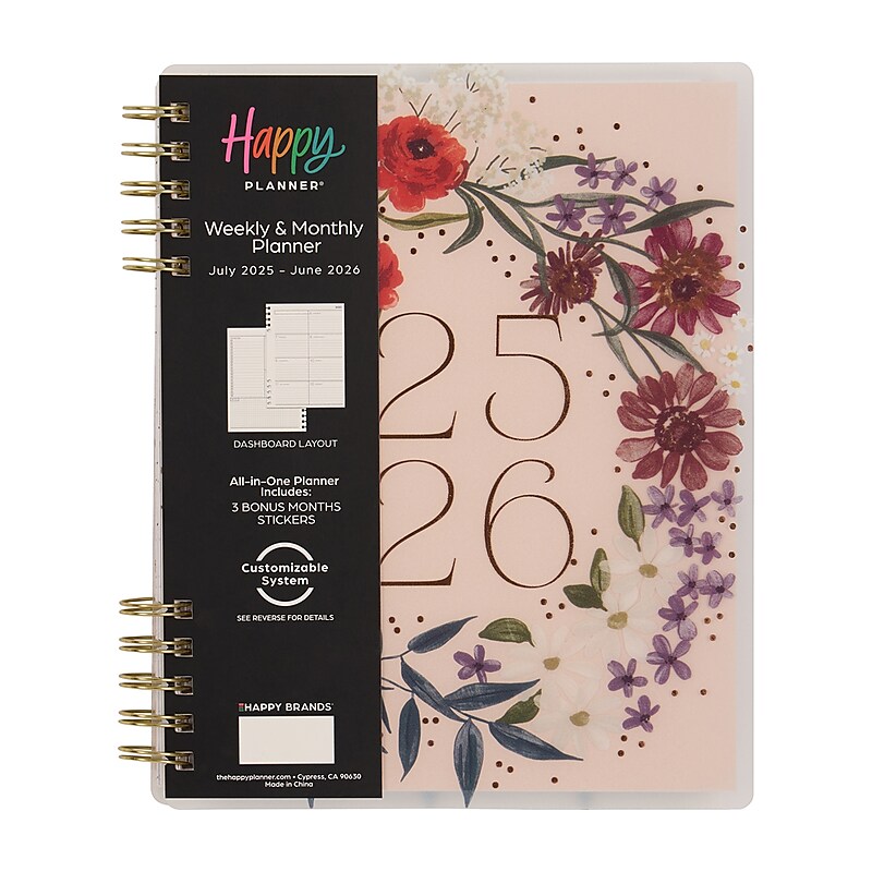 2025-2026 The Happy Planner Wildflower Whimsy 8.75" x 9.75" Academic Year Weekly & Monthly Planner, Plastic Cover (PZ0005C003) image 1