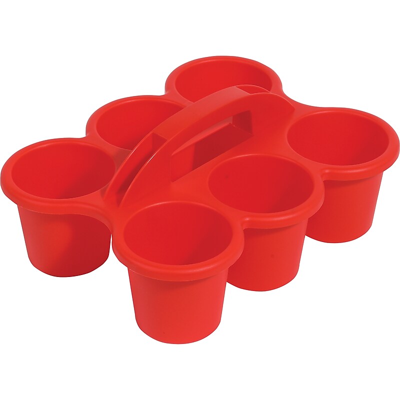 Deflect-O Little Artist Polypropylene Kids' 6-Cup Caddy, 5.29" x 12.07" x 9.55", Red (39509RED) image 1