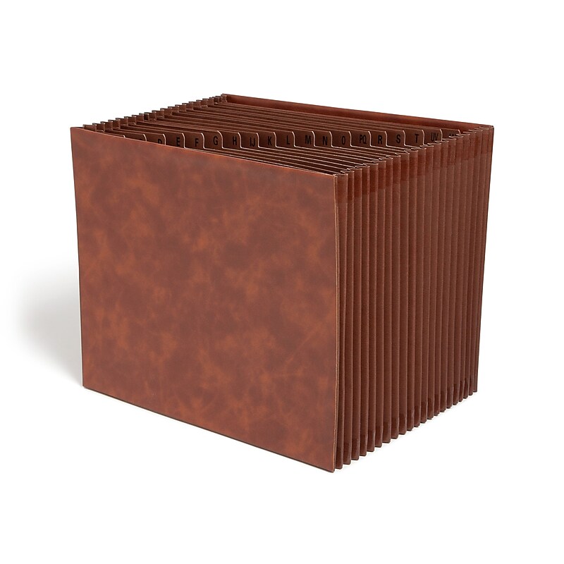 Smead Tuff Box Bottom Heavy Duty Reinforced Faux Leather Accordion File, Alphabetical Index, 21 Pocket, Letter, Brown (73786) image 1