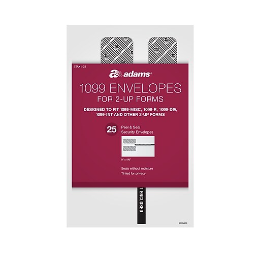 Adams 2023 2Up 1099 Envelopes, DoubleWindow, Peel & Seal Self Seal