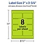 Avery Printable Rectangle Multipurpose Labels, 2" x 3.75", Bright Green, 640/Box (94240)~#|#~DD05D099-6DE1-4225-BF817F1841D35C96_sc7