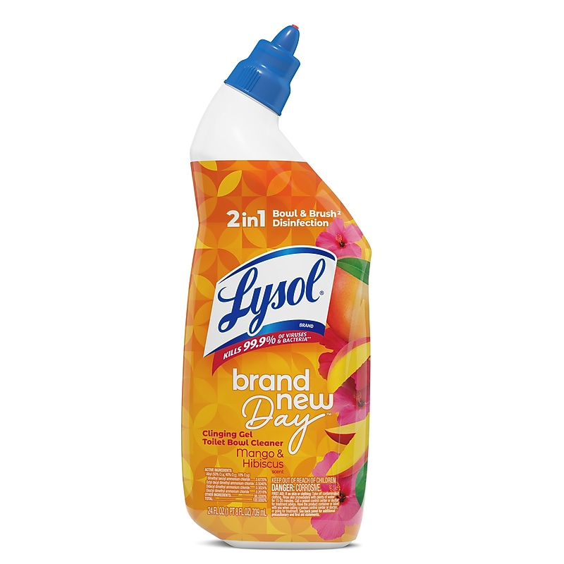 Lysol Brand New Day Disinfecting Toilet Bowl Cleaner, Mango & Hibiscus Scent, 24 oz. (19200-98390) image 1