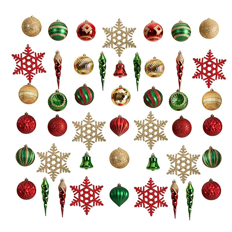 Nearly Natural Holiday Deluxe Shatterproof Christmas Tree Ornament Box Set, 50/Set (D1047) image 1