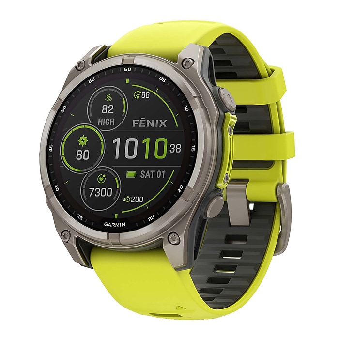 Garmin fenix 8 Smart Watch, 47 mm, Titanium & Amp Yellow/Graphite