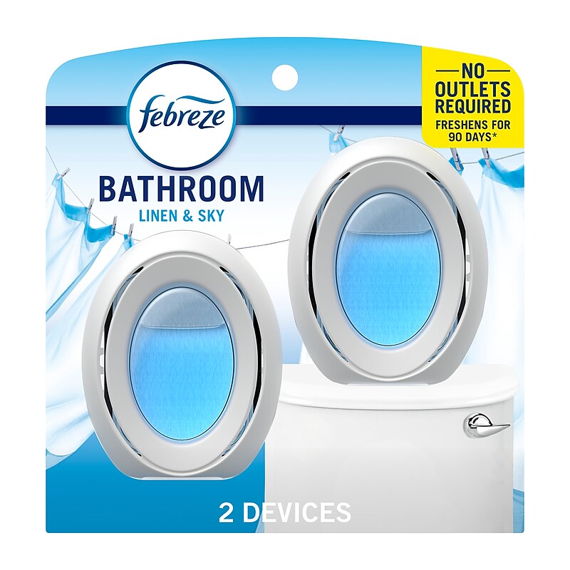Febreze Bathroom Solid Air Freshener, Linen & Sky, 0.25 Oz., 2/Pack (93326EA) image 1