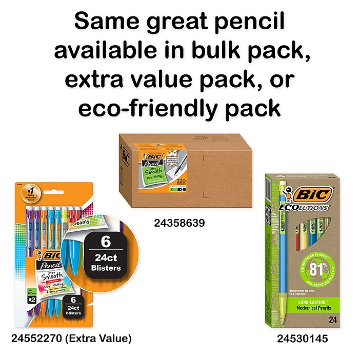 BIC Xtra Sparkle Mechanical Pencils, 0.7mm, #2 Hard Lead, 24