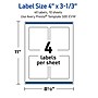 Avery Laser/Inkjet Rectangle Multipurpose Labels, 4" x 3-1/3", White, 40/Pack (S00EVW)~#|#~DD350E84-3A28-4C71-B146322AF54F0547_sc7