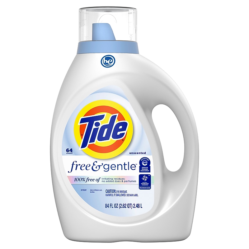 Tide Free & Gentle HE Laundry Detergent, 64 Loads, 84 oz., 4/Carton (12144CT) image 1