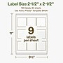 Avery Hemp Square Laser/Inkjet Multipurpose Labels, 2-1/2" x 2-1/2", Off-White (720/Box)~#|#~DD38DE85-C66A-46E9-AB1CC3FD63DC2BCD_sc7