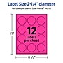 Avery Laser/Inkjet Round Multipurpose Labels, 2.25" Dia., Neon Magenta, 960/Box (94510)~#|#~DD426029-055D-4FCC-A42C58665FA46C6D_sc7