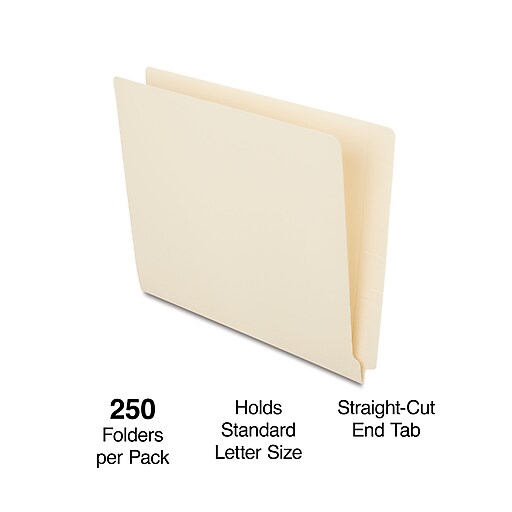 Staples Reinforced End Tab File Folder, Straight Cut, Letter Size