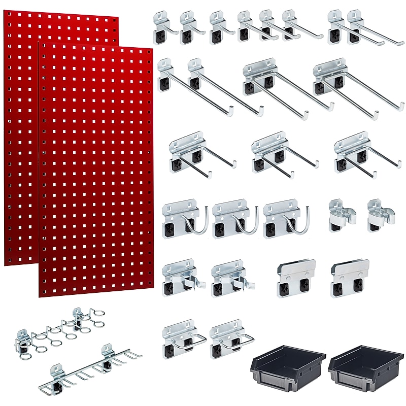 Triton Products LocBoard Pegboards with 30 pc. LocHook Assortment and Hanging Bin System (LB18-RKit) image 1