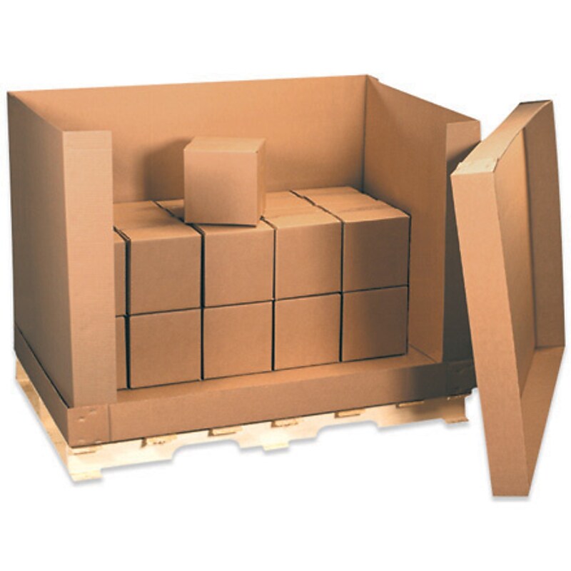 58" x 41" x 45" Kraft Double Wall 4 Piece Air Cargo Container, 51 ECT, Kraft (AF584145) image 1