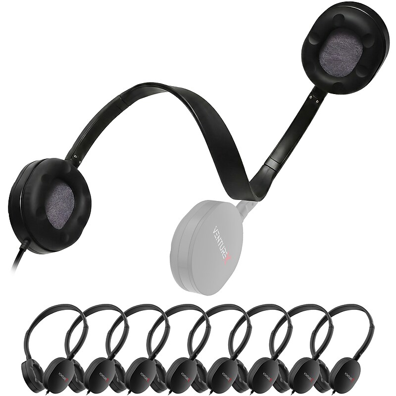 VentureX K22 3.5mm Kids Learning Stereo Phone & Computer Headphone, Black, 50/Pack (VHPK22M50) image 1