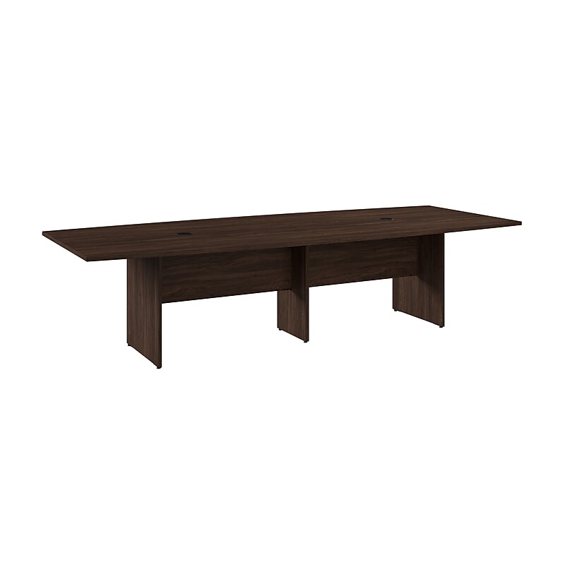 Bush Business Furniture 120W x 48D Boat Shaped Conference Table with Wood Base, Black Walnut (99TB12048BWK) image 1