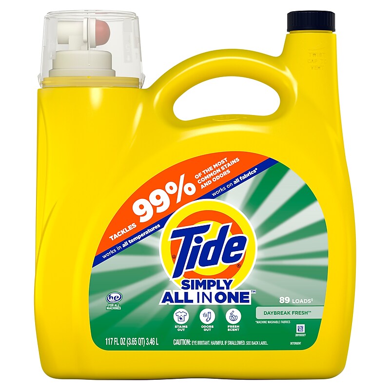 Tide Simply Liquid Laundry Detergent, Daybreak Fresh, 117 oz, 89 Loads (12079) image 1