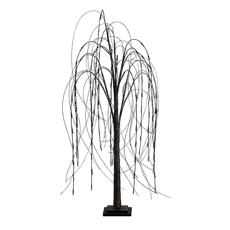 Nearly Natural 4' Pre-Lit Halloween Black Willow Artificial Fall Tree with 120 Orange and Purple LED Lights (T4753) image 1