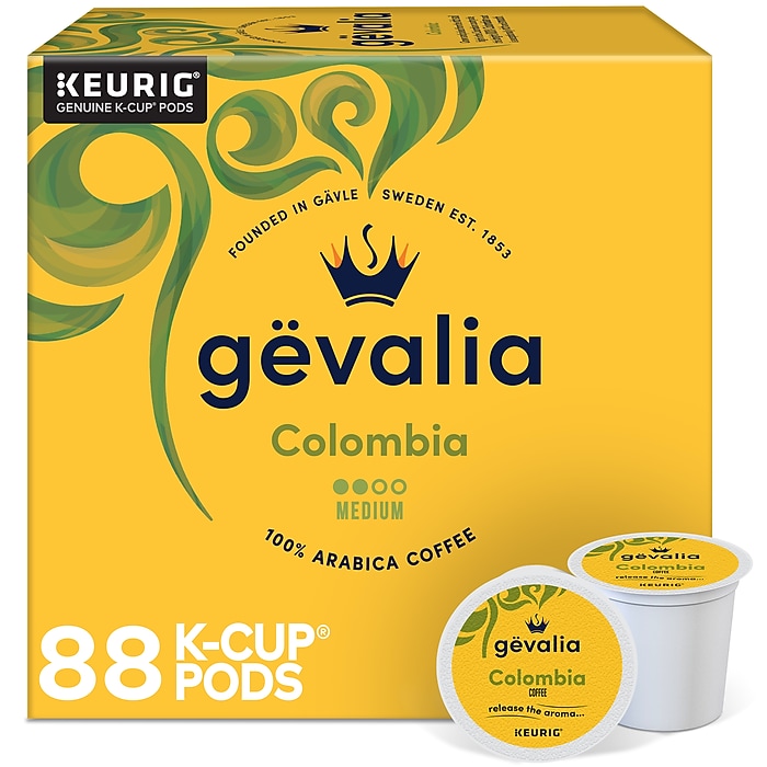 Gevalia Colombia Coffee Keurig K-Cup Pods, Medium Roast, 88/Box