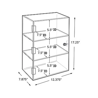 Azar 12.38"W Lockbox Countertop Display Case, Clear, Each (255412)