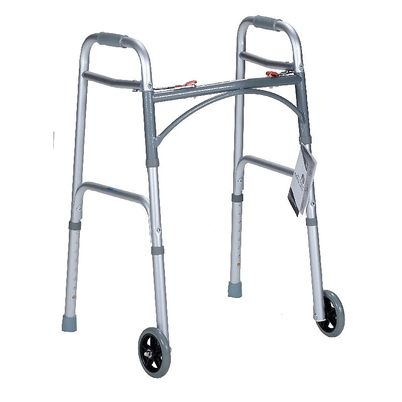 Dynarex Junior Two Button Folding Walker with 5" Wheels (10163) image 1