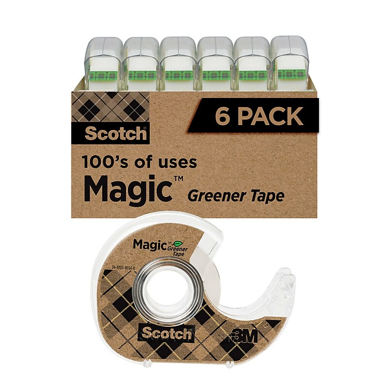 Scotch Magic Greener Invisible Clear Tape Refill, 0.75" x 16.67 yds., 1" Core, 6 Rolls/Pack (6123) image 1