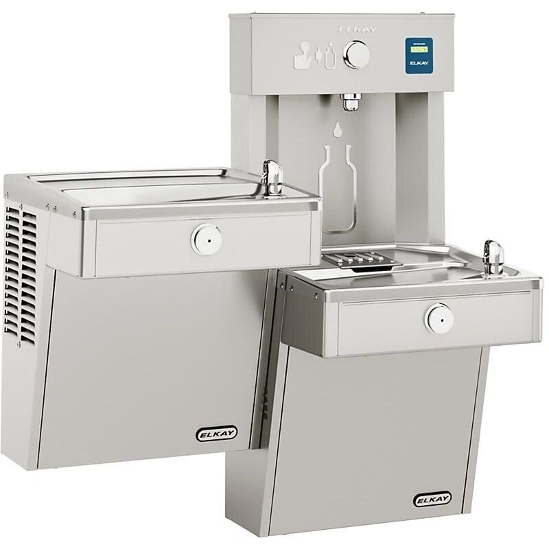 Elkay EZH2O Wall Mounted Bi-Level Drinking Fountain and Bottle Filling Station, Stainless Steel (VRCTL8WSK) image 1