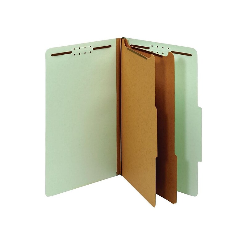 Pendaflex Recycled Pressboard Classification Folder, 2-Divider, 2 1/2" Expansion, Legal Size, Light Green, 10/Box (29076R) image 1