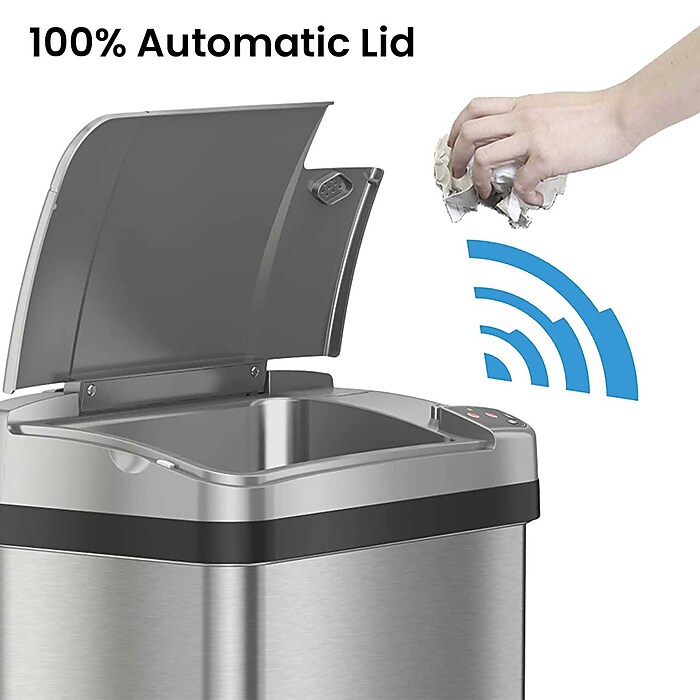 iTouchless Stainless Steel Bathroom Sensor Trash Can with AbsorbX