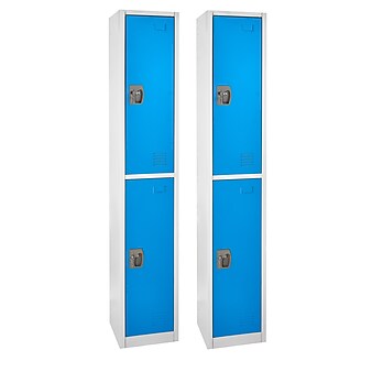 AdirOffice 72'' 2-Tier Key Lock Blue Steel Storage Locker, 2/Pack (629-202-BLU-2PK)