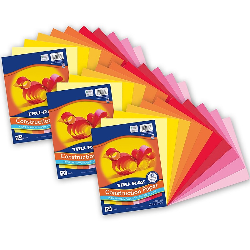 Tru-Ray 9" x 12" Construction Paper, Assorted Colors, 150 Sheets/Pack, 3 Packs/Bundle (PAC6686-3) image 1